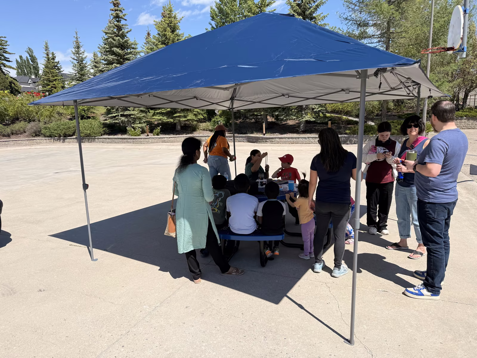 Families at the kids' craft tent